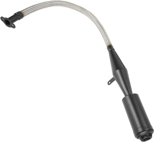 FVRITO Stainless Steel Flexible Exhaust Muffler Pipe Silencer Gasket for 2 Stroke 49cc 60cc 66cc 80cc 100cc Engine Gas Motorized Bicycle Motor Bike Black