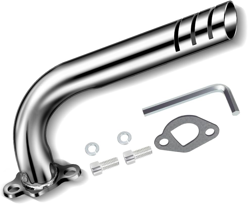 FVRITO Upgrade Header Exhaust Pipe Kit for Non Hemi Predator 212cc 196cc 6.5HP GX160 GX200 Coleman CT200u BT200X CT200u-ex KT196 Baja Warrior MB200 Clone Engine Go Kart Mini Bike Performance Parts
