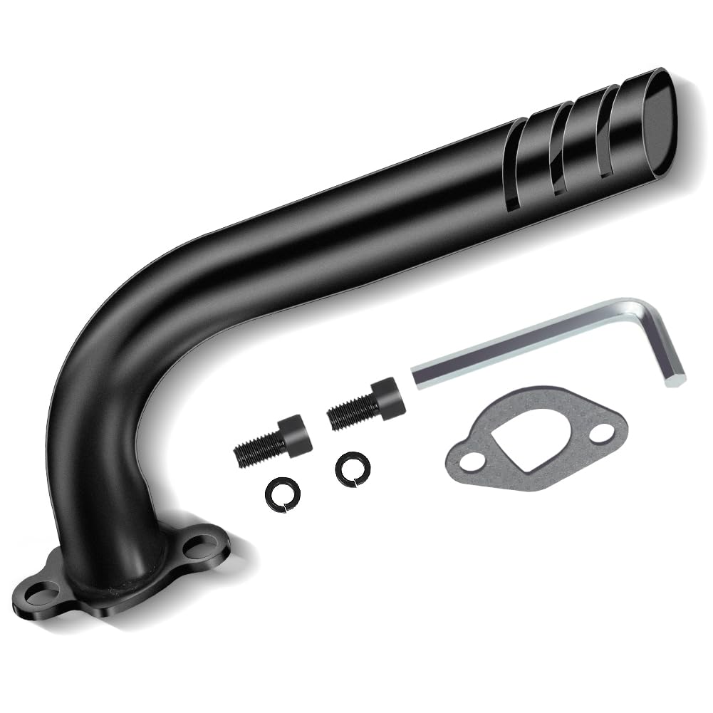 FVRITO Upgrade Header Exhaust Pipe Kit for Non Hemi Predator 212cc 196cc 6.5HP GX160 GX200 Coleman CT200u BT200X CT200u-ex KT196 Baja Warrior MB200 Clone Engine Go Kart Mini Bike Performance Parts