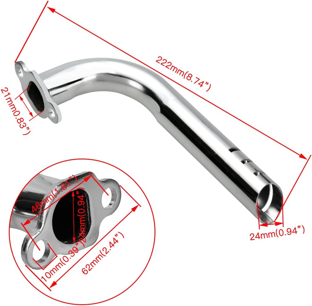 FVRITO Upgrade Header Exhaust Pipe Kit for Non Hemi Predator 212cc 196cc 6.5HP GX160 GX200 Coleman CT200u BT200X CT200u-ex KT196 Baja Warrior MB200 Clone Engine Go Kart Mini Bike Performance Parts