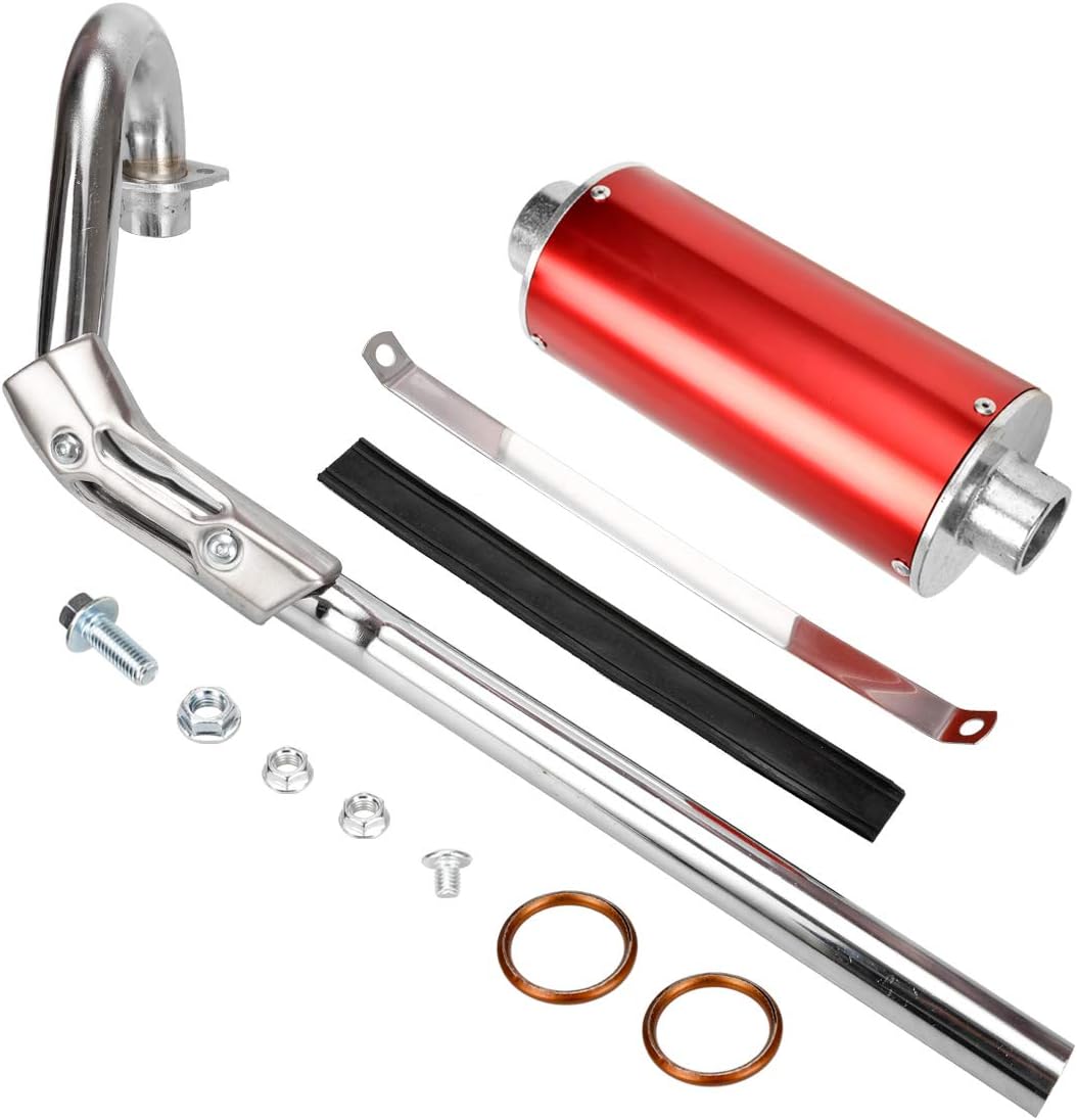 FVRITO High Performance Big Bore Muffler Exhaust Silencer Pipe Head Assembly for XR50 CRF50 Chinese 70cc 110cc 125cc SDG SSR Taotao Atomik Thumpstar Roketa Coolster Apollo Dirt Pit Bike Red