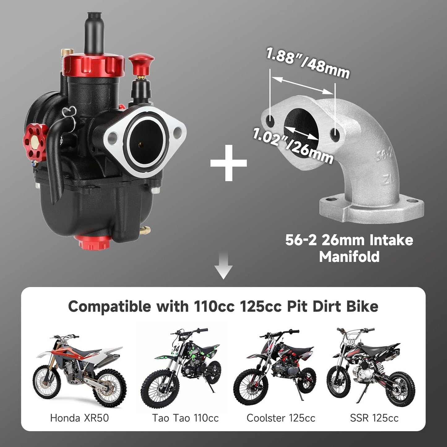PE22 Carburetor Kit Compatible with Predator 212cc 196cc OHV Engine Coleman Mini Bike CT200U BT200X KT196 Go Kart ATV 110cc 125cc Tao tao Coolster Apollo CRF50 XR50 Pit Dirt Bike 4 Stroke Parts