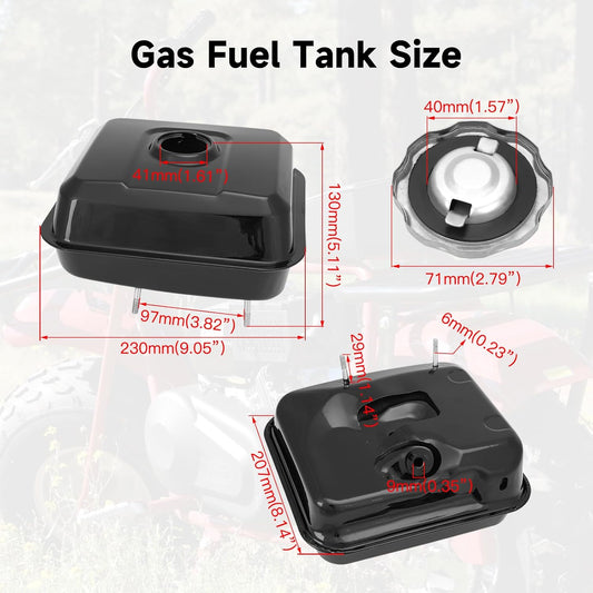 FVRITO Gas Fuel Tank Kit for GX140 GX160 GX200 Hemi Predator 212cc 196cc 6.5HP Clone Engine Coleman CT200U CT200U-EX BT200X KT196 Massimo Baja Warrior Heat MB200 Mini Bike Go Kart Replacement Parts