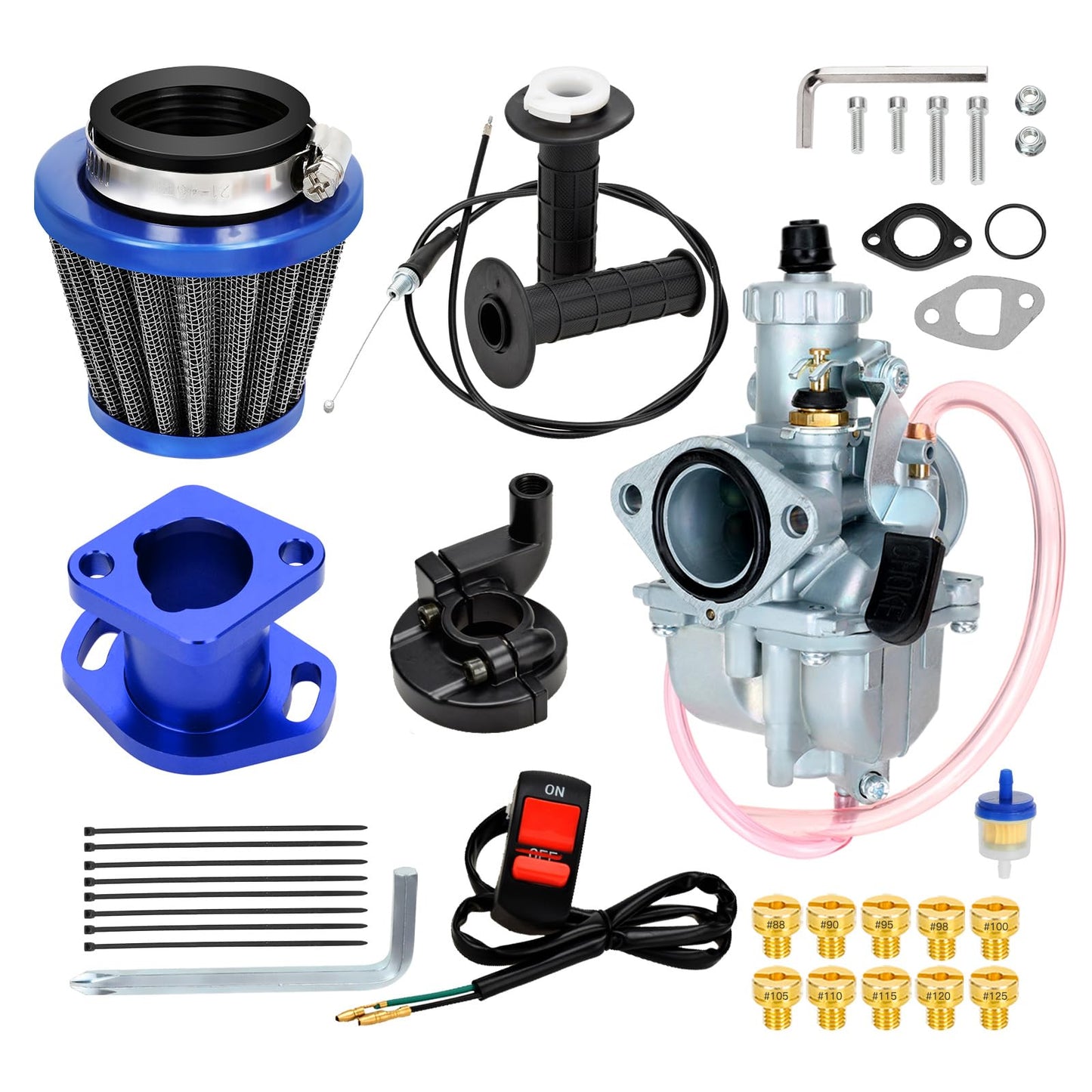 FVRITO VM22 26mm Carburetor Throttle Assembly Main Jets Kit for Predator 212cc 224cc 196cc Non Hemi Coleman CT200U BT200X Mini Bike KT196 Go Kart 6.5HP GX160 Clone Engine Baja MB200 Performance Parts