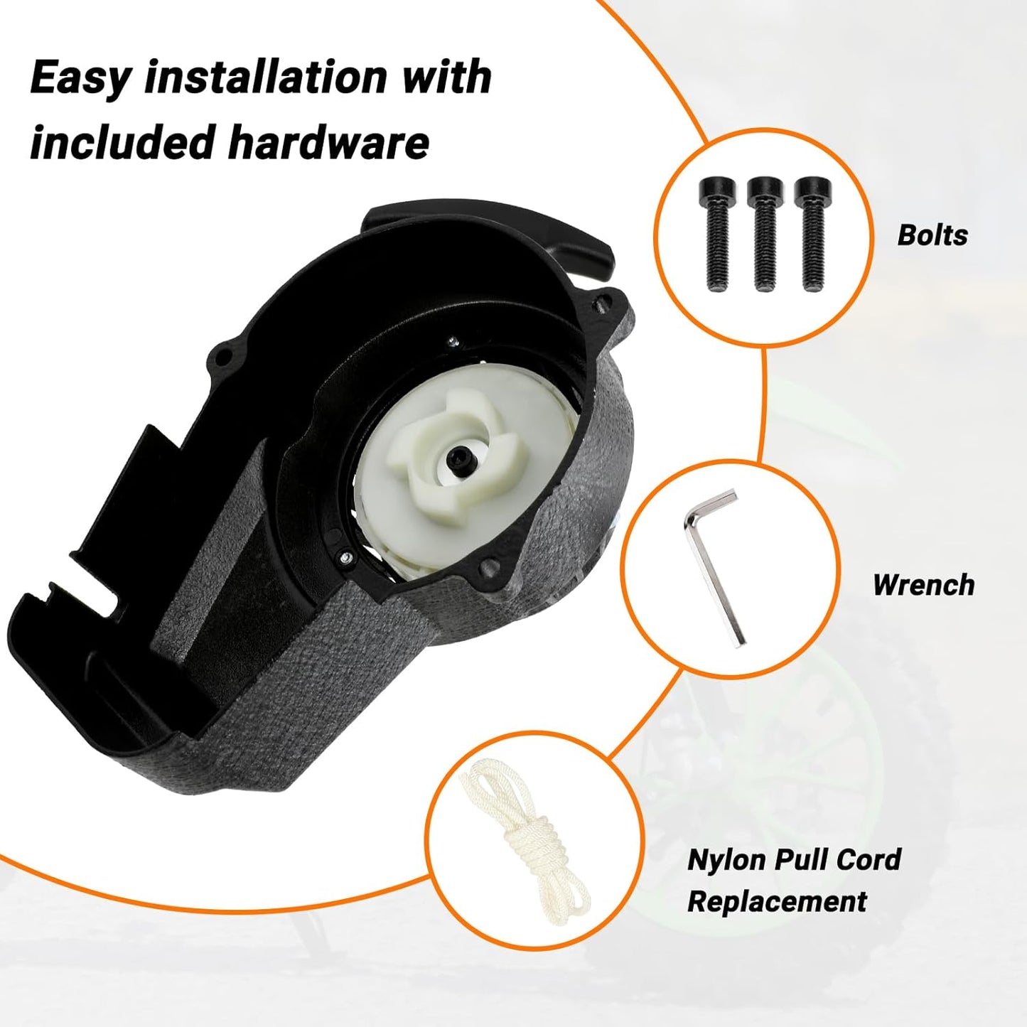 FVRITO Pull Start Assembly Recoil Starter for SYX Moto 50cc Dirt Bike SSR X-pro Coolster Apollo 47cc 49cc 2 Stroke Engine Mini Kids Pit Pocket Chinese ATV Quad 4 Wheeler Go Kart Parts with Pull Cord