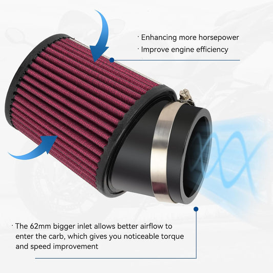 FVRITO Upgraded Air Filter Adapter Kit for Predator 212cc 196cc Coleman CT200U BT200X KT196 6.5Hp Clone Engine Mini Bike Go Kart Performance Parts Red