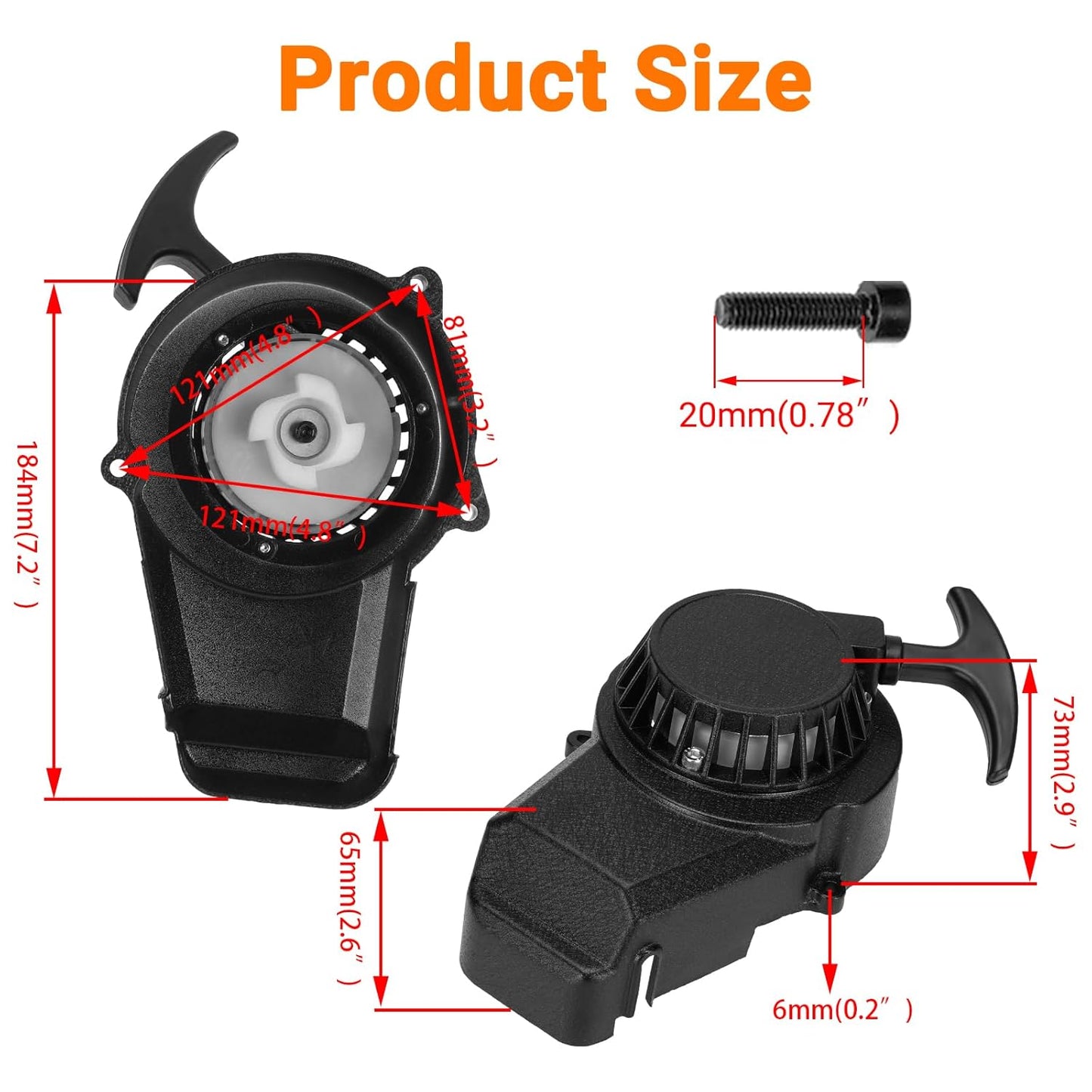 FVRITO Pull Start Assembly Recoil Starter for SYX Moto 50cc Dirt Bike SSR X-pro Coolster Apollo 47cc 49cc 2 Stroke Engine Mini Kids Pit Pocket Chinese ATV Quad 4 Wheeler Go Kart Parts with Pull Cord