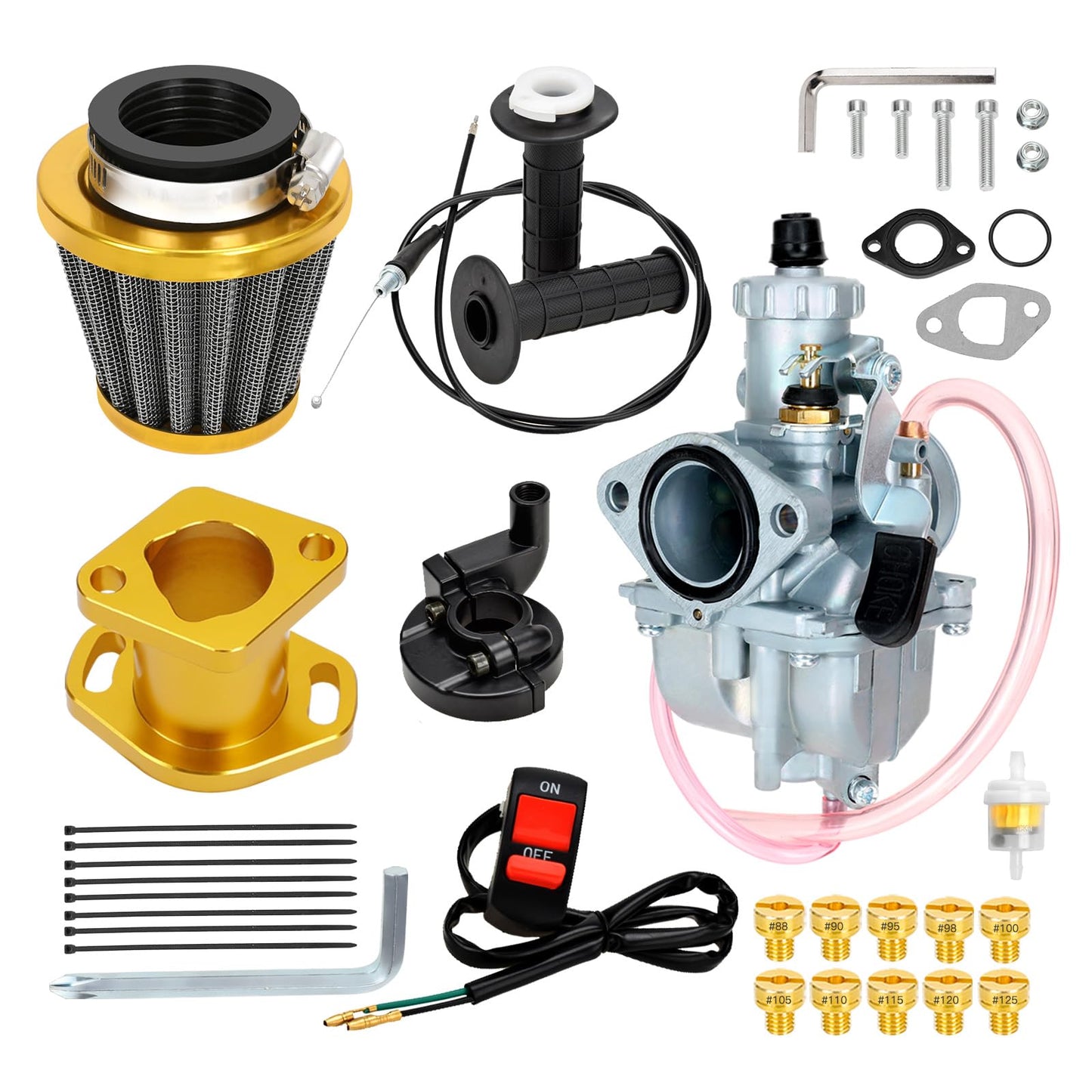FVRITO VM22 26mm Carburetor Throttle Assembly Main Jets Kit for Predator 212cc 224cc 196cc Non Hemi Coleman CT200U BT200X Mini Bike KT196 Go Kart 6.5HP GX160 Clone Engine Baja MB200 Performance Parts