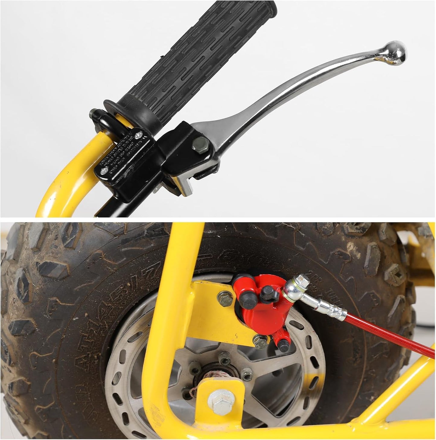 FVRITO Upgraded Mini Bike Hydraulic Disc Brake Kit for Baja DB30 Doodle Bug Blitz Dirt Bug Racer 97cc 79cc Predator 2.8hp Engine with 180mm Brake Disc Rotor Master Cylinder Caliper Pads Assembly Parts