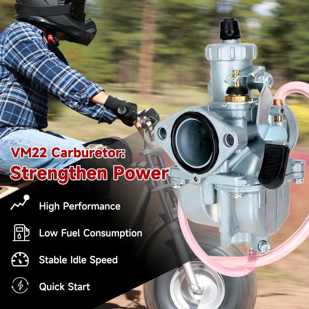 FVRITO VM22 26mm Carburetor Throttle Assembly Main Jets Kit for Predator 212cc 224cc 196cc Non Hemi Coleman CT200U BT200X Mini Bike KT196 Go Kart 6.5HP GX160 Clone Engine Baja MB200 Performance Parts