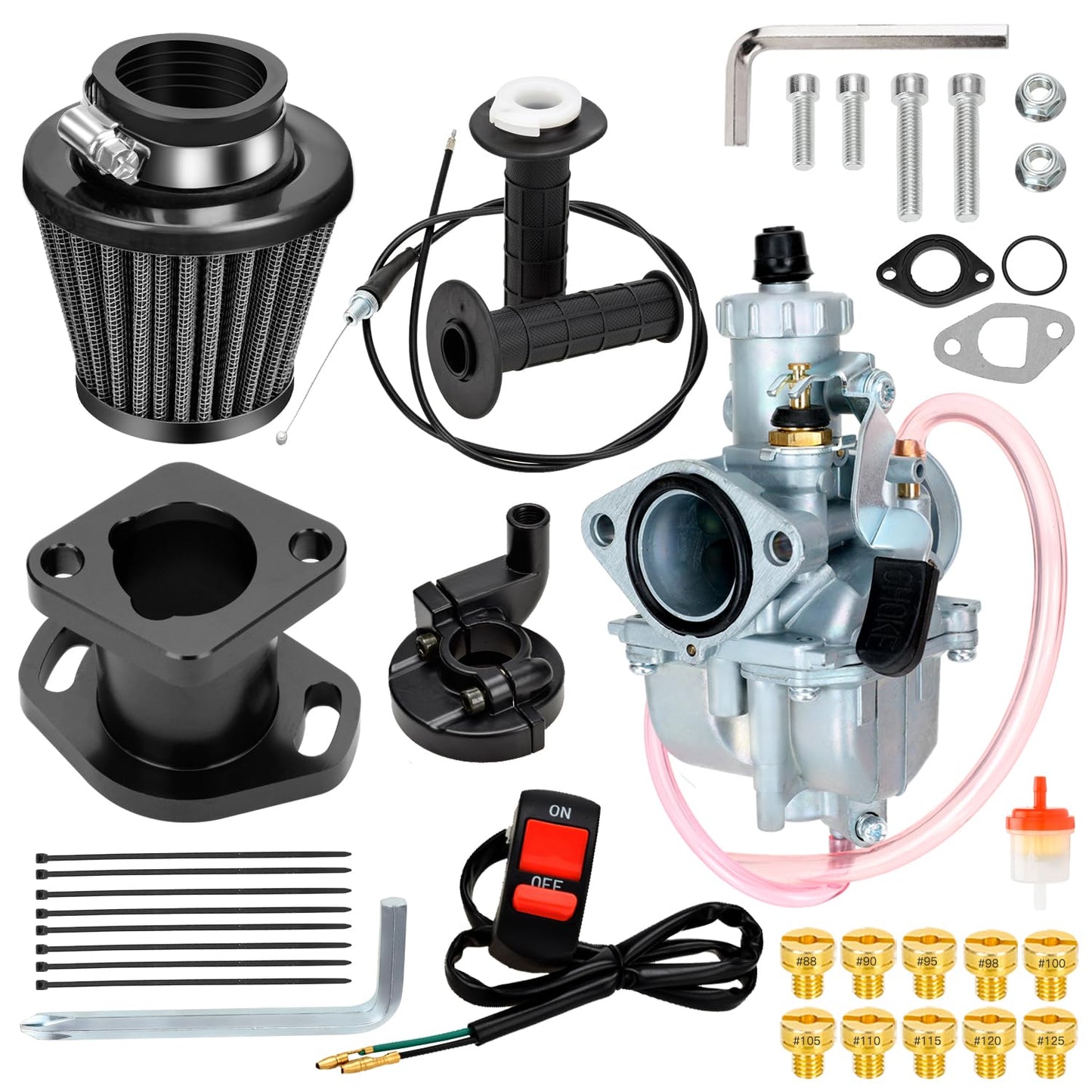 FVRITO VM22 26mm Carburetor Throttle Assembly Main Jets Kit for Predator 212cc 224cc 196cc Non Hemi Coleman CT200U BT200X Mini Bike KT196 Go Kart 6.5HP GX160 Clone Engine Baja MB200 Performance Parts