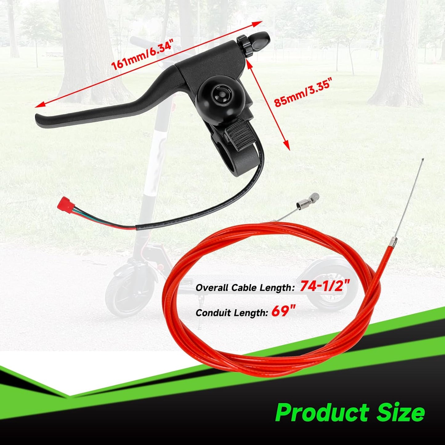Universal Left Brake Handle Lever & Brake Cable Compatible with GOTRAX GXL V2 Electric Scooter Apex Pro XL Rival XR Elite E-Scooter Replacement Parts Accessories