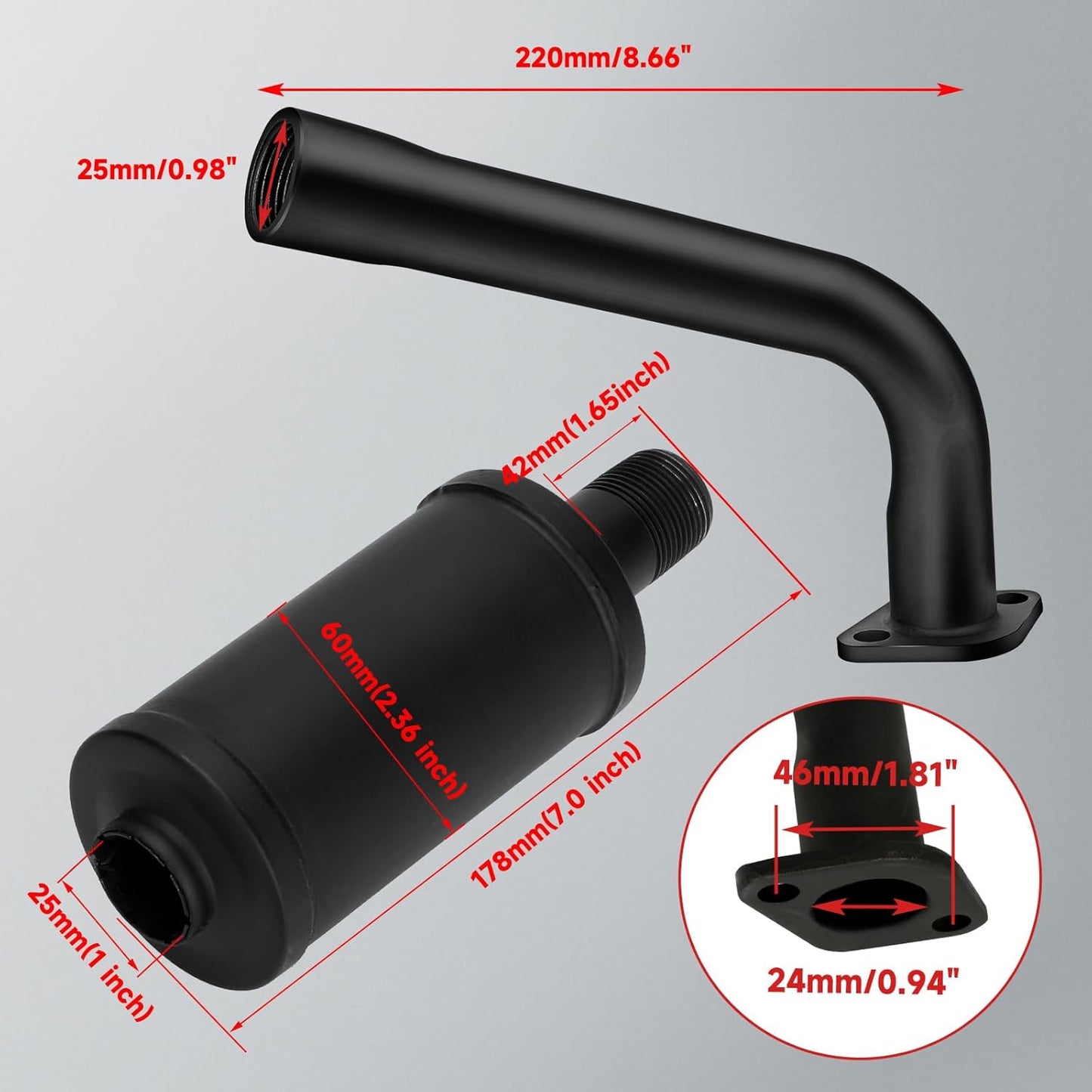 FVRITO PWK 24mm Carburetor Carb Exhaust Muffler Throttle Assembly Jets Kit for Predator 212cc 196cc Coleman CT200U Mini Bike BT200X GX160 6.5HP Clone Engine Baja MB200 KT196 Go Kart Performance Parts