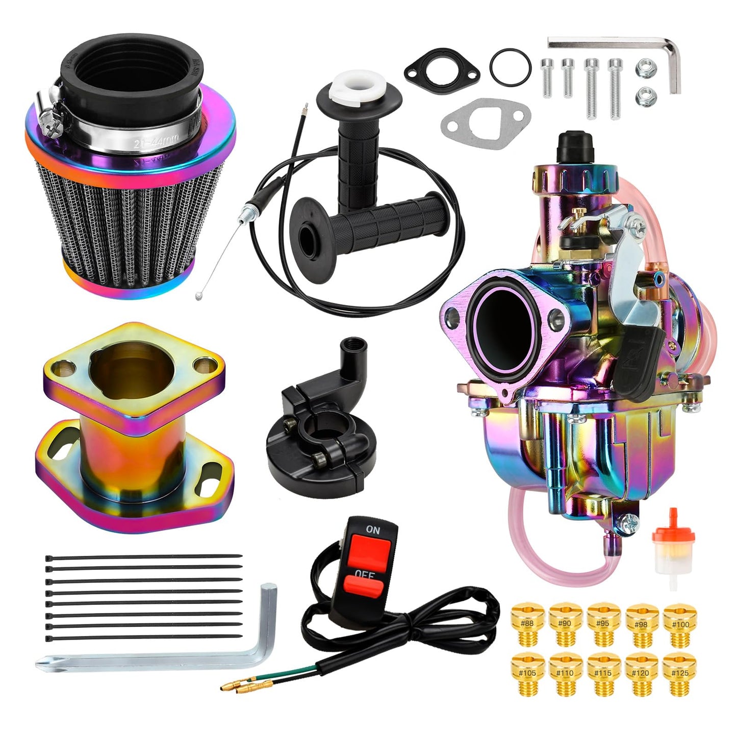 FVRITO VM22 26mm Carburetor Throttle Assembly Main Jets Kit for Predator 212cc 224cc 196cc Non Hemi Coleman CT200U BT200X Mini Bike KT196 Go Kart 6.5HP GX160 Clone Engine Baja MB200 Performance Parts