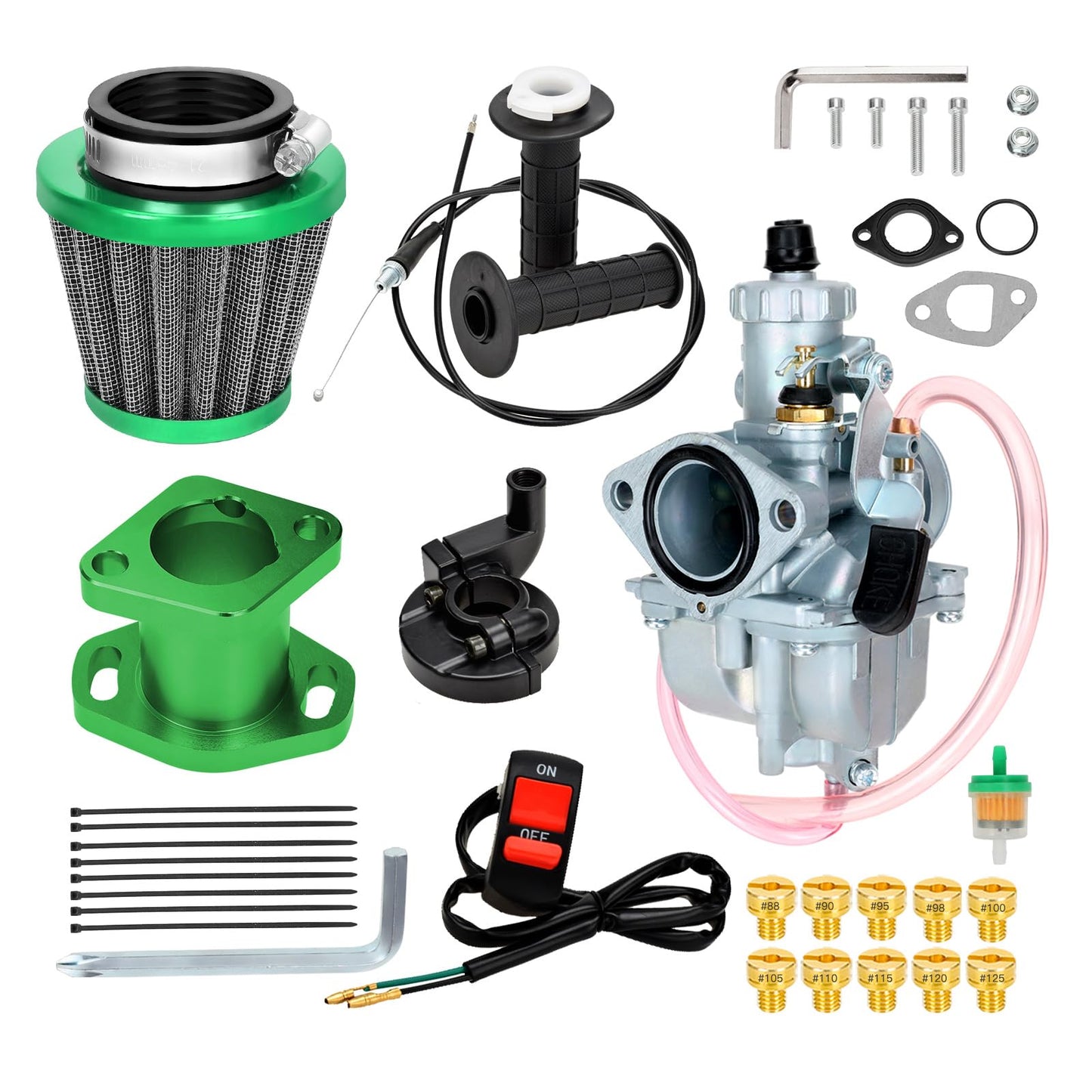 FVRITO VM22 26mm Carburetor Throttle Assembly Main Jets Kit for Predator 212cc 224cc 196cc Non Hemi Coleman CT200U BT200X Mini Bike KT196 Go Kart 6.5HP GX160 Clone Engine Baja MB200 Performance Parts
