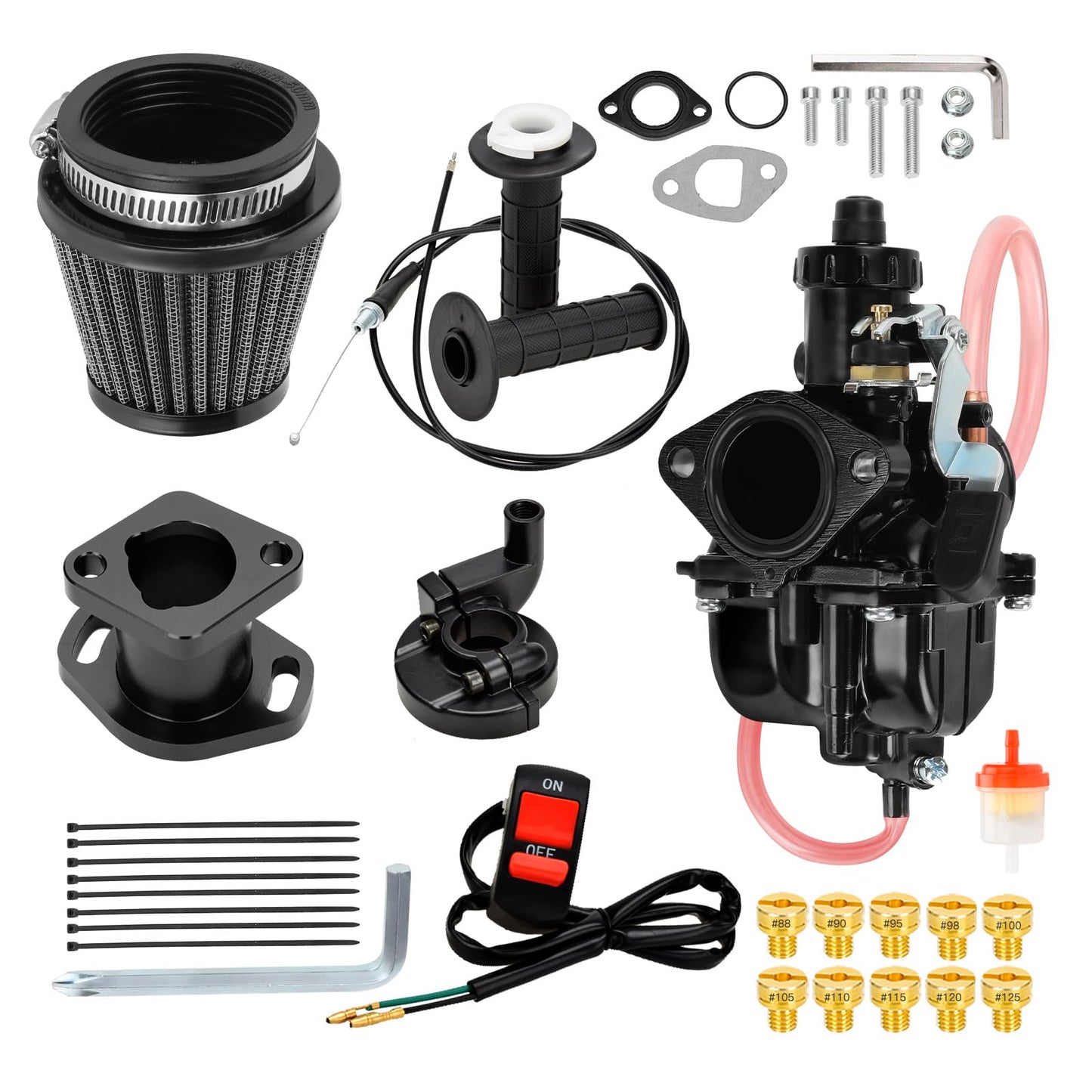 FVRITO VM22 26mm Carburetor Throttle Assembly Main Jets Kit for Predator 212cc 224cc 196cc Non Hemi Coleman CT200U BT200X Mini Bike KT196 Go Kart 6.5HP GX160 Clone Engine Baja MB200 Performance Parts