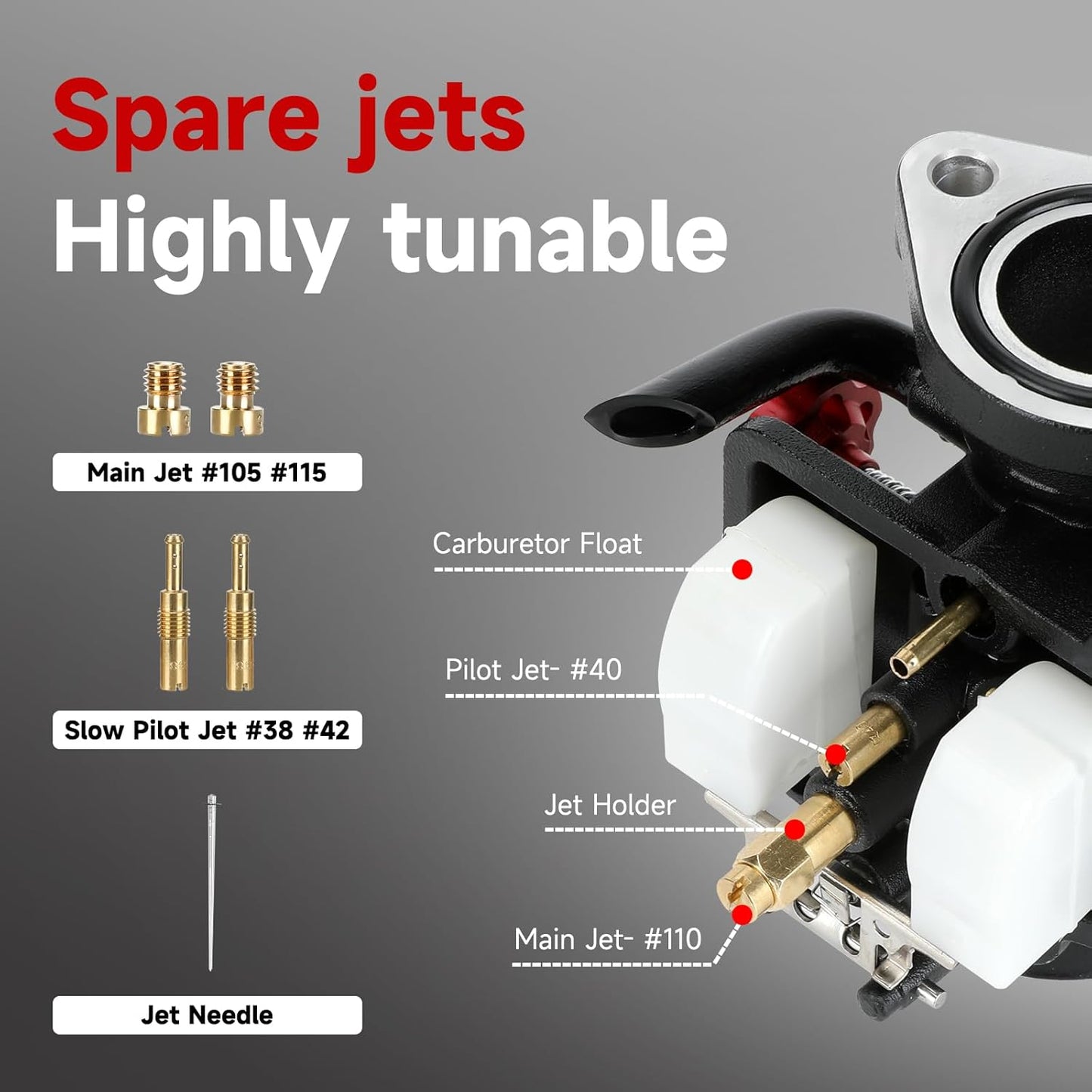 PE22 Carburetor Kit Compatible with Predator 212cc 196cc OHV Engine Coleman Mini Bike CT200U BT200X KT196 Go Kart ATV 110cc 125cc Tao tao Coolster Apollo CRF50 XR50 Pit Dirt Bike 4 Stroke Parts
