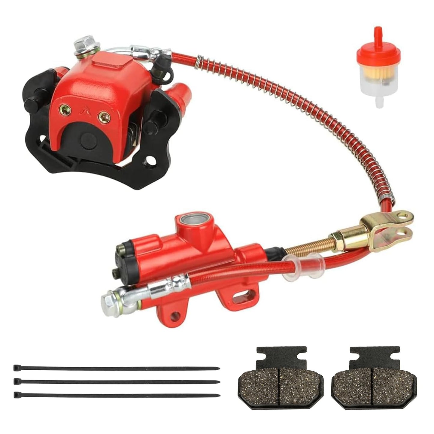 FVRITO Rear Foot Brake Master Cylinder Caliper Assembly for 50cc 70cc 90cc 110cc 125cc Taotao 125D Boulder B1 Coolster 3050HD 3050C Yamoto Vitacci kazuma SunL RPS Icebear Chinese ATV Quad 4 Wheeler