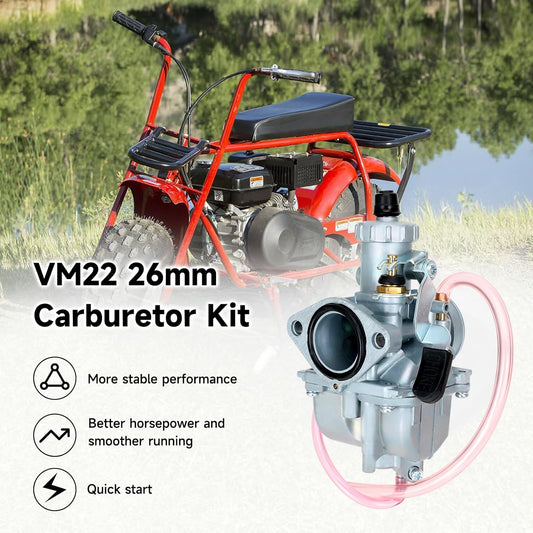 FVRITO VM22 Racing Performance Carburetor Carb for Predator 212cc 196cc Coleman CT200U BT200X KT196 Mini Bike Go Kart GX160 GX200 6.5HP OHV Clone Engine with Intake Manifold 38mm Air Filter Parts Red