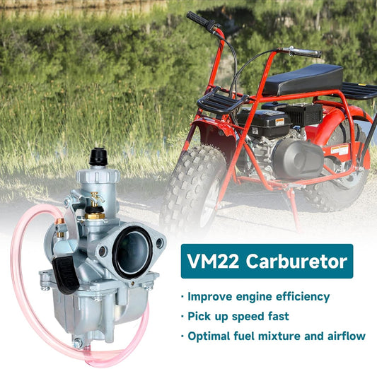 FVRITO Performance VM22 26mm Carburetor Carb for Predator 212cc 196cc Coleman CT200U BT200X Mini Bike KT196 Go Kart GX160 GX200 6.5hp Clone Engine with 38mm Air Filter Intake Manifold Stage 1 Kit Red
