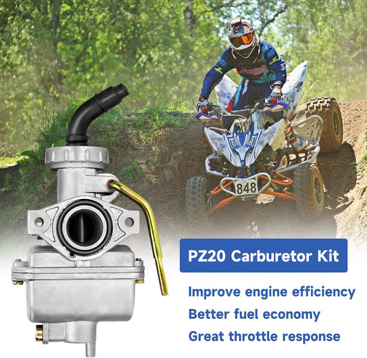 FVRITO PZ20 Carburetor Thumb Throttle Kit Compatible with Tao tao Coolster 125cc 110cc Chinese ATV Quad 4 Wheeler 50cc 70cc 90cc 4 Stroke Engine Kazuma Baja SunL Roketa Vitacci Loncin Lifan Parts