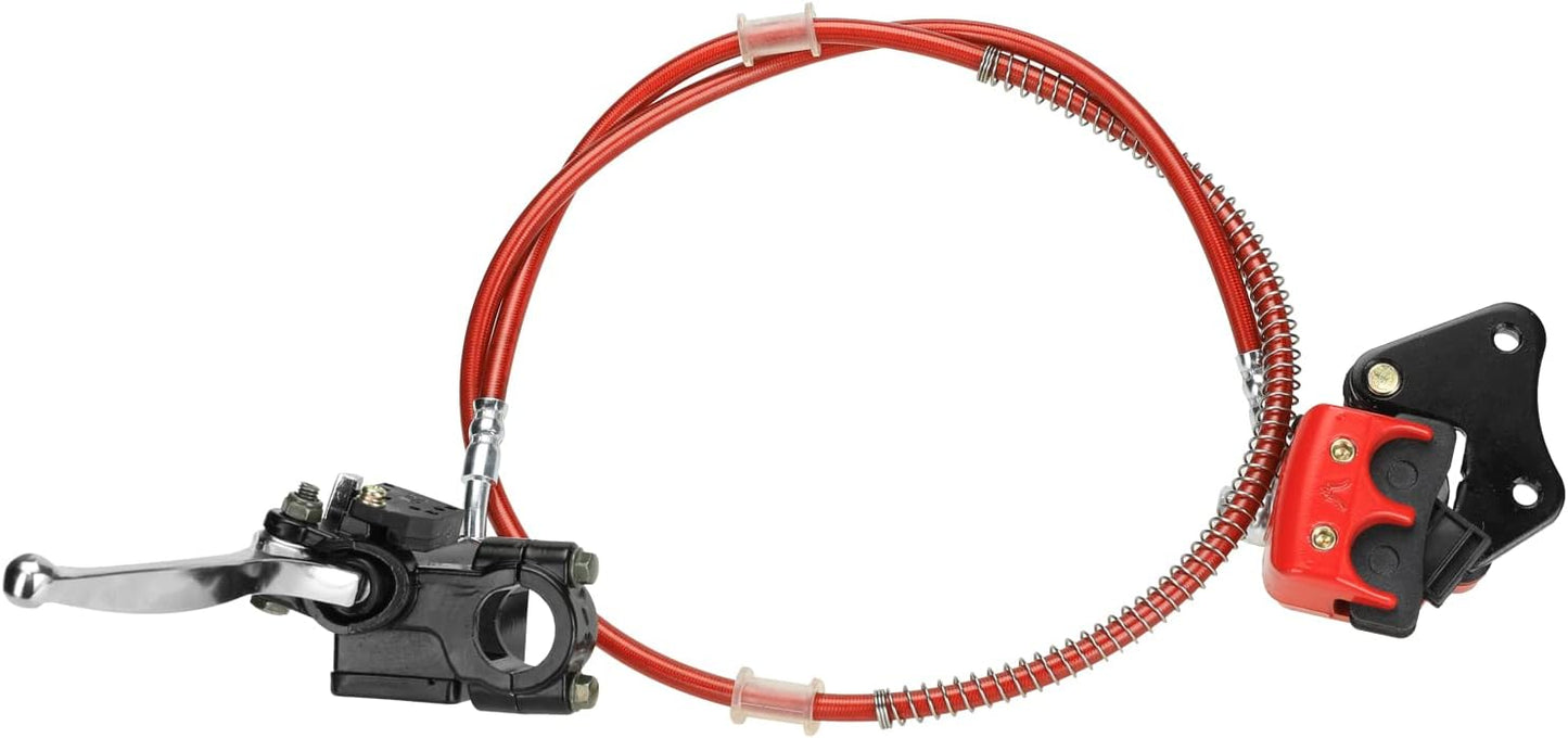 FVRITO Front Disc Hydraulic Brake Master Cylinder Caliper Handle Lever Line Assembly with Brake Pads for 50cc 70cc 90cc 110cc 125cc SSR TaoTao Apollo Coolster Moped Scooter Chinese Pit Dirt Bike Red