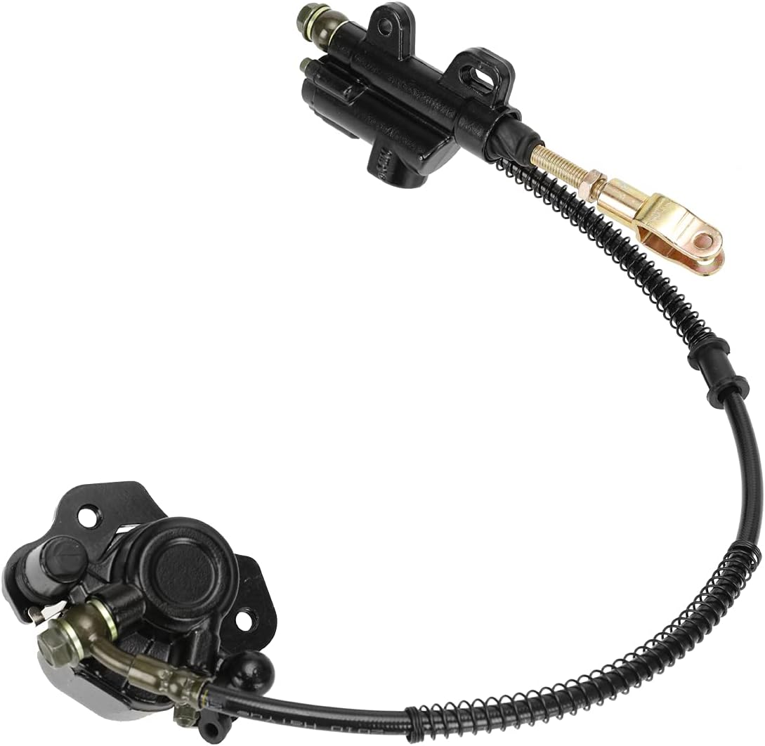 FVRITO Rear Foot Brake Master Cylinder Caliper Assembly for 50cc 70cc 90cc 110cc 125cc Taotao 125D Boulder B1 Coolster 3050HD 3050C Yamoto Vitacci kazuma SunL RPS Icebear Chinese ATV Quad 4 Wheeler