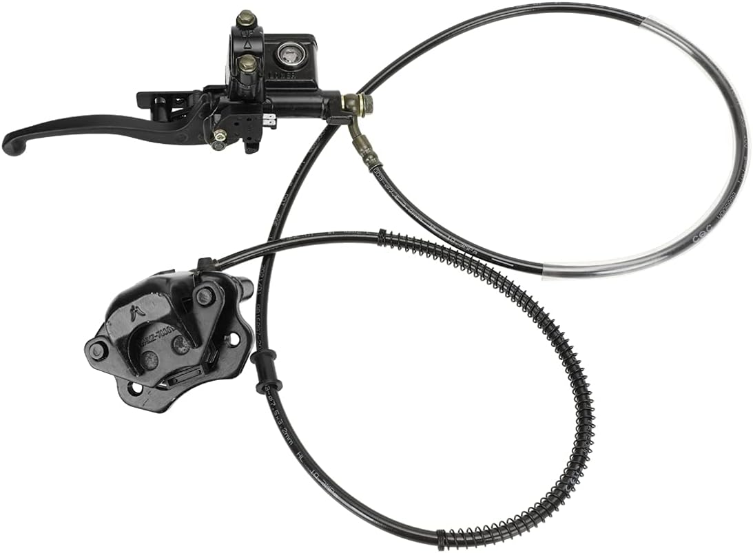 FVRITO Left Hydraulic Brake Master Cylinder Caliper Assembly for 50cc 70cc 90cc 110cc 125cc Taotao Coolster ATV Vitacci Peace SunL Roketa Kazuma Baja NST Icebear Mini Bike Chinese Quad 4 Wheeler Parts