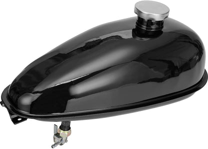 FVRITO Metal Motorized Bike Gas Tank 4L Compatible with 2 Stroke 49cc 60cc 66cc 80cc Engine Motorized Bicycle, Fuel Tank 1.06 Gallons with Gas Tank Cap Motor Motorcycle Replacement Parts