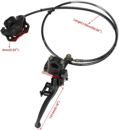 FVRITO Left Hydraulic Brake Master Cylinder Caliper Assembly for 50cc 70cc 90cc 110cc 125cc Taotao Coolster ATV Vitacci Peace SunL Roketa Kazuma Baja NST Icebear Mini Bike Chinese Quad 4 Wheeler Parts
