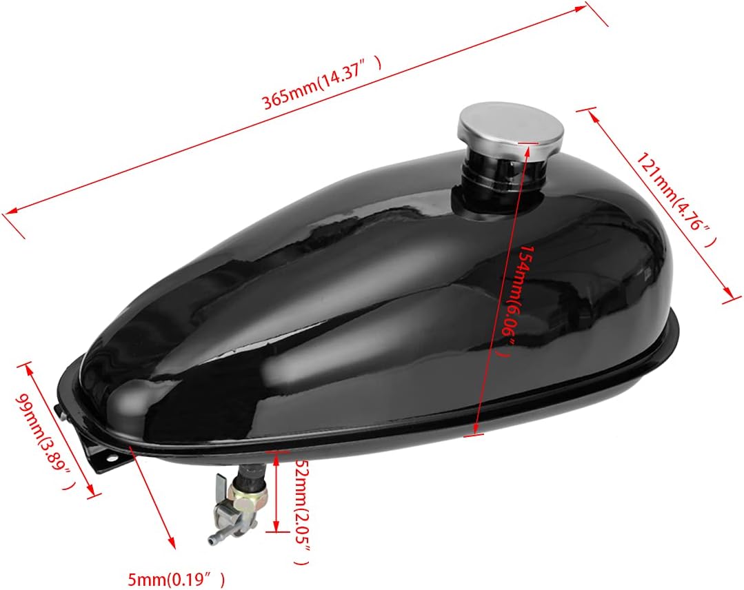 FVRITO Metal Motorized Bike Gas Tank 4L Compatible with 2 Stroke 49cc 60cc 66cc 80cc Engine Motorized Bicycle, Fuel Tank 1.06 Gallons with Gas Tank Cap Motor Motorcycle Replacement Parts