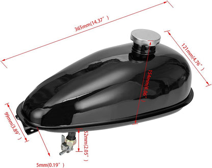 FVRITO Metal Motorized Bike Gas Tank 4L Compatible with 2 Stroke 49cc 60cc 66cc 80cc Engine Motorized Bicycle, Fuel Tank 1.06 Gallons with Gas Tank Cap Motor Motorcycle Replacement Parts