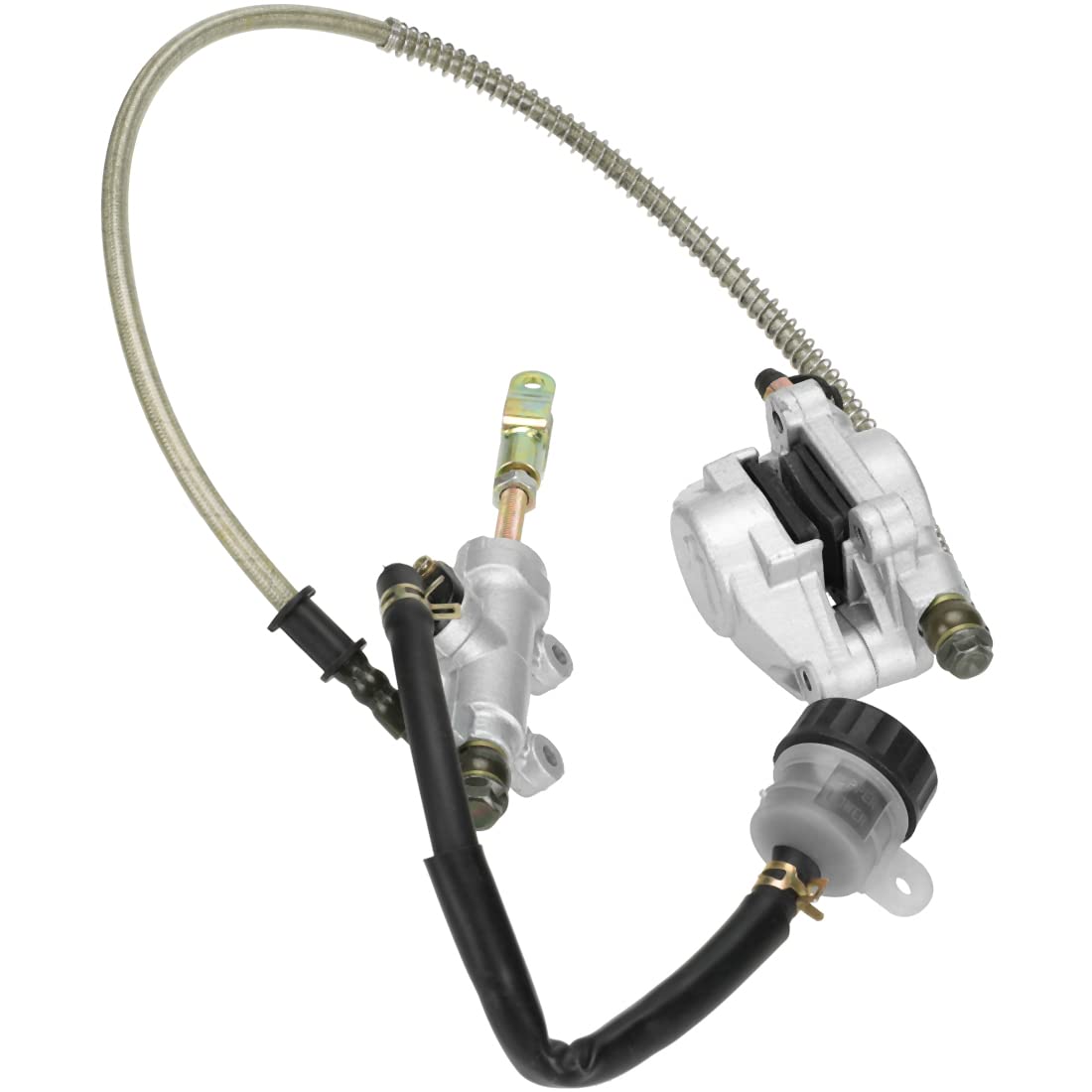 FVRITO Rear Foot Disc Hydraulic Brake Master Cylinder Caliper Assembly for 150cc 200cc 250cc Taotao Coolster Roketa Vitacci Peace SunL RPS Icebear Chinese ATV Quad 4 Wheeler Dune Buggy Go Kart