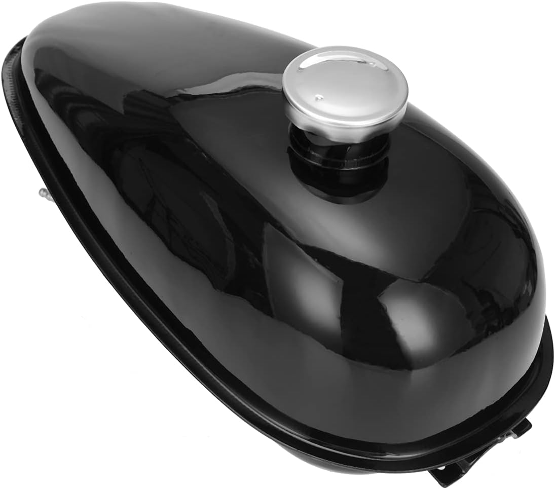 FVRITO Metal Motorized Bike Gas Tank 4L Compatible with 2 Stroke 49cc 60cc 66cc 80cc Engine Motorized Bicycle, Fuel Tank 1.06 Gallons with Gas Tank Cap Motor Motorcycle Replacement Parts
