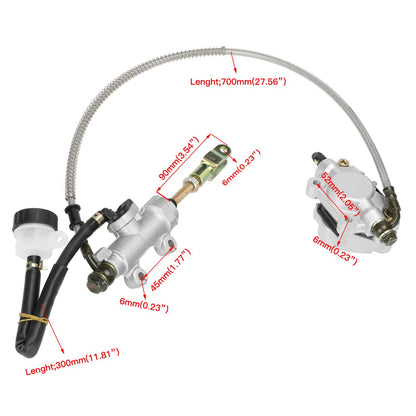 FVRITO Rear Foot Disc Hydraulic Brake Master Cylinder Caliper Assembly for 150cc 200cc 250cc Taotao Coolster Roketa Vitacci Peace SunL RPS Icebear Chinese ATV Quad 4 Wheeler Dune Buggy Go Kart
