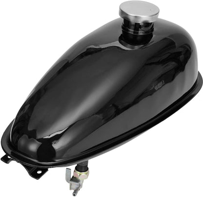 FVRITO Metal Motorized Bike Gas Tank 4L Compatible with 2 Stroke 49cc 60cc 66cc 80cc Engine Motorized Bicycle, Fuel Tank 1.06 Gallons with Gas Tank Cap Motor Motorcycle Replacement Parts