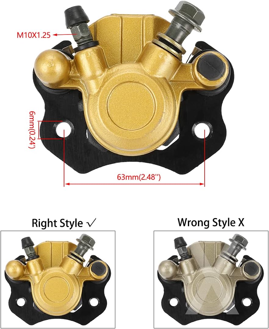 FVRITO Brake Caliper and Pads for 110cc 125cc 150cc 200cc 250cc 196cc 6.5HP Coleman kt196 yerf dog gx150 Kandi Baja RTK200 Go Kart Dune Buggy Taotao Roketa Sunl Kazuma Chinese ATV Quad Golden