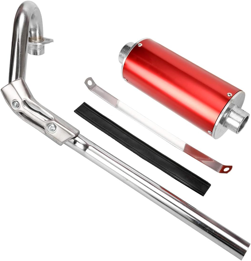FVRITO High Performance Big Bore Muffler Exhaust Silencer Pipe Head Assembly for XR50 CRF50 Chinese 70cc 110cc 125cc SDG SSR Taotao Atomik Thumpstar Roketa Coolster Apollo Dirt Pit Bike Red