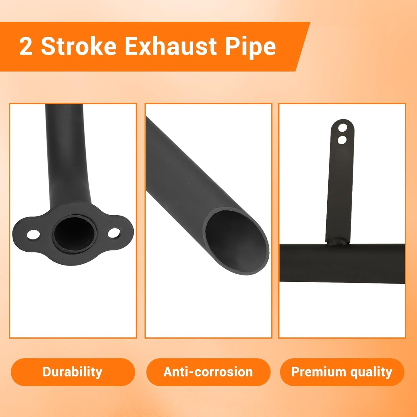 FVRITO Performance Exhaust Muffler Expansion Chamber Pipe Silencer Gasket for 2 Stroke 50cc 66cc 80cc Engine Gas Motorized Bicycle Motor Bike Black