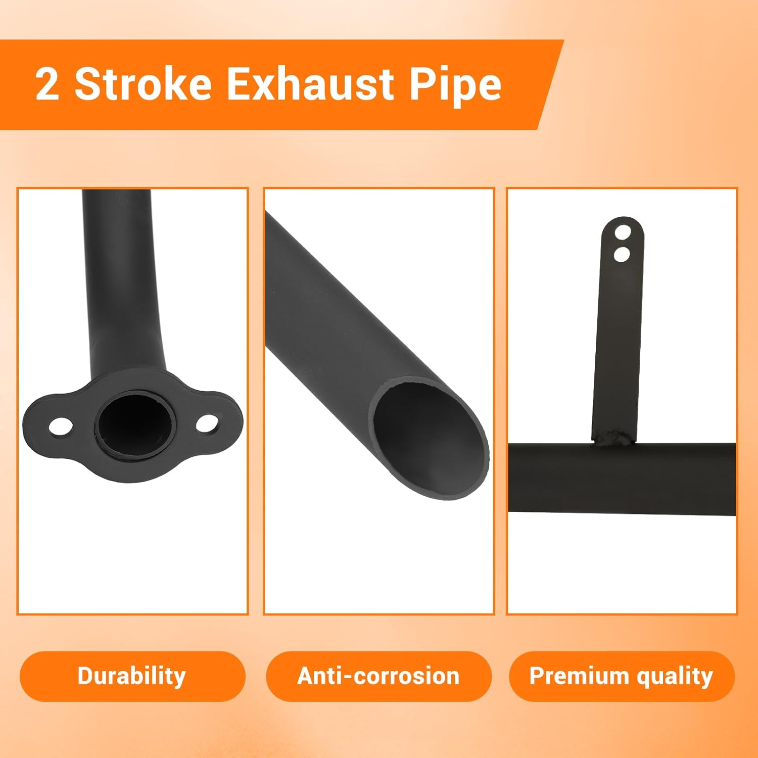 FVRITO Performance Exhaust Muffler Expansion Chamber Pipe Silencer Gasket for 2 Stroke 50cc 66cc 80cc Engine Gas Motorized Bicycle Motor Bike Black