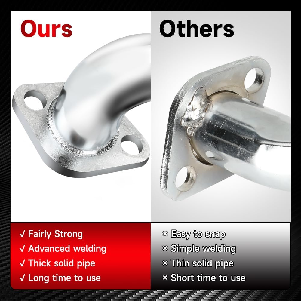 FVRITO Exhaust Pipe Header for CT200u Coleman BT200X CT200U-EX KT196 Mini Bike Go Kart Predator 212cc 224cc 196cc 6.5HP GX160 GX200 Clone Engine Baja Warrior MB200 Performance Parts Silver