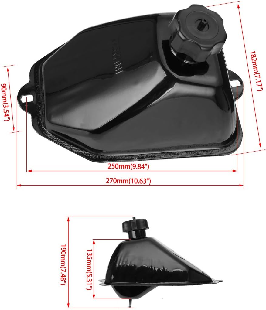 FVRITO Metal Gas Fuel Petrol Tank for 50cc 70cc 90cc 110cc 125cc Sunl Coolster Roketa Taotao ATA JCL Baja Motorsports BMS Vitacci Rider RPS Sej ICEbear Eagle Peace kazuma ATV Quad Chinese 4 Wheeler
