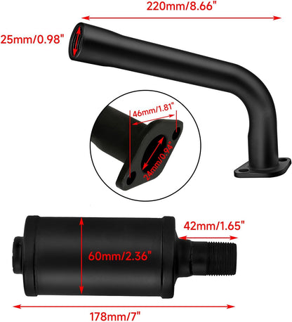 FVRITO VM22 Carburetor Kit Exhaust Pipe Muffler for Predator 212cc 196cc Coleman Mini Bike CT200U BT200X CT200U-EX KT196 Go Kart Baja MB200 GX160 GX200 Clone Engine Performance Parts w/Throttle Cable