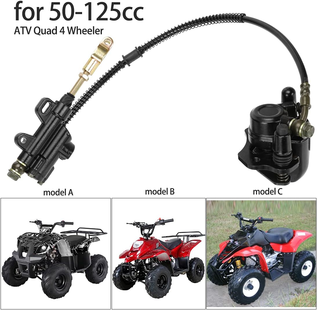 FVRITO Rear Foot Brake Master Cylinder Caliper Assembly for 50cc 70cc 90cc 110cc 125cc Taotao 125D Boulder B1 Coolster 3050HD 3050C Yamoto Vitacci kazuma SunL RPS Icebear Chinese ATV Quad 4 Wheeler