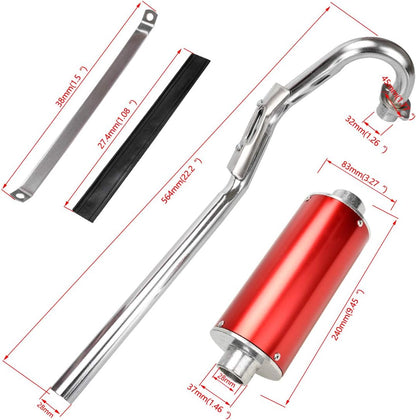 FVRITO High Performance Big Bore Muffler Exhaust Silencer Pipe Head Assembly for XR50 CRF50 Chinese 70cc 110cc 125cc SDG SSR Taotao Atomik Thumpstar Roketa Coolster Apollo Dirt Pit Bike Red