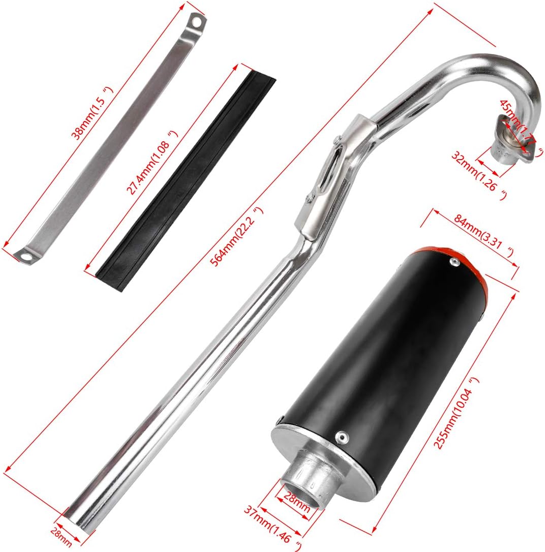 FVRITO High Performance Exhaust Muffler Silencer Pipe Assembly kit for CRF50 XR50 70cc 110cc 125cc SSR SR110 Roketa Taotao DB14 DB10 xpro db-x20 SDG Coolster Chinese Pit Dirt Bike Motocross Red
