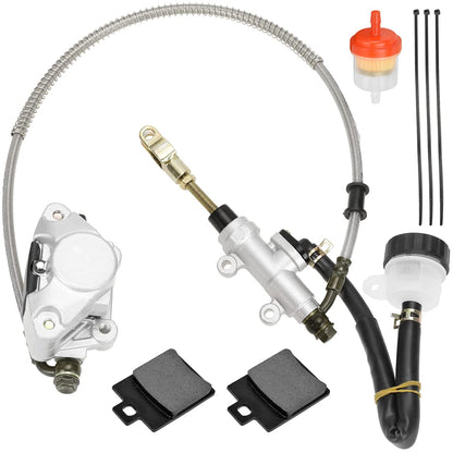 FVRITO Rear Foot Disc Hydraulic Brake Master Cylinder Caliper Assembly for 150cc 200cc 250cc Taotao Coolster Roketa Vitacci Peace SunL RPS Icebear Chinese ATV Quad 4 Wheeler Dune Buggy Go Kart