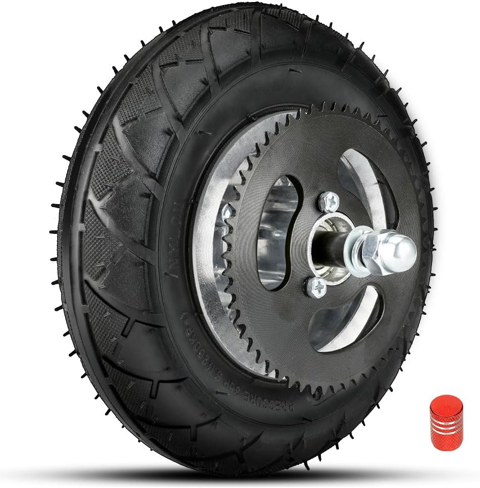 FVRITO Premium Front Wheel Assembly Replacement for Razor Crazy Cart (V5+),Crazy Kart DLX Electric Drifting Cart 200x50 Tire Tube Chain Sprocket Axle and Rim Parts Accessories