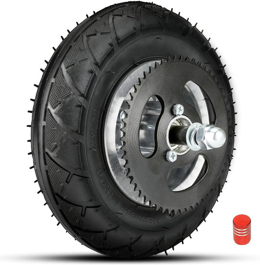 FVRITO Premium Front Wheel Assembly Replacement for Razor Crazy Cart (V5+),Crazy Kart DLX Electric Drifting Cart 200x50 Tire Tube Chain Sprocket Axle and Rim Parts Accessories