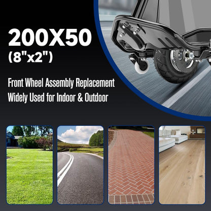 FVRITO Premium Front Wheel Assembly Replacement for Razor Crazy Cart (V5+),Crazy Kart DLX Electric Drifting Cart 200x50 Tire Tube Chain Sprocket Axle and Rim Parts Accessories